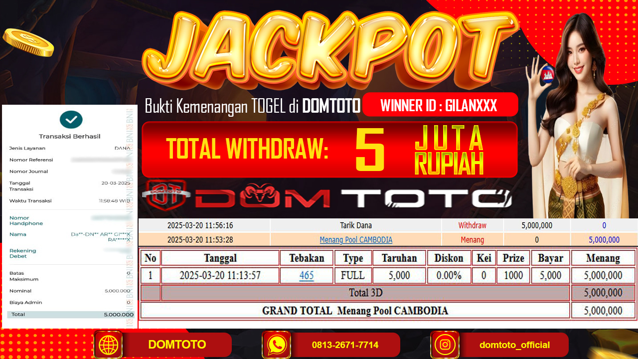 JACKPOT TOGEL POOL CAMBODIA  20 MARET 2025